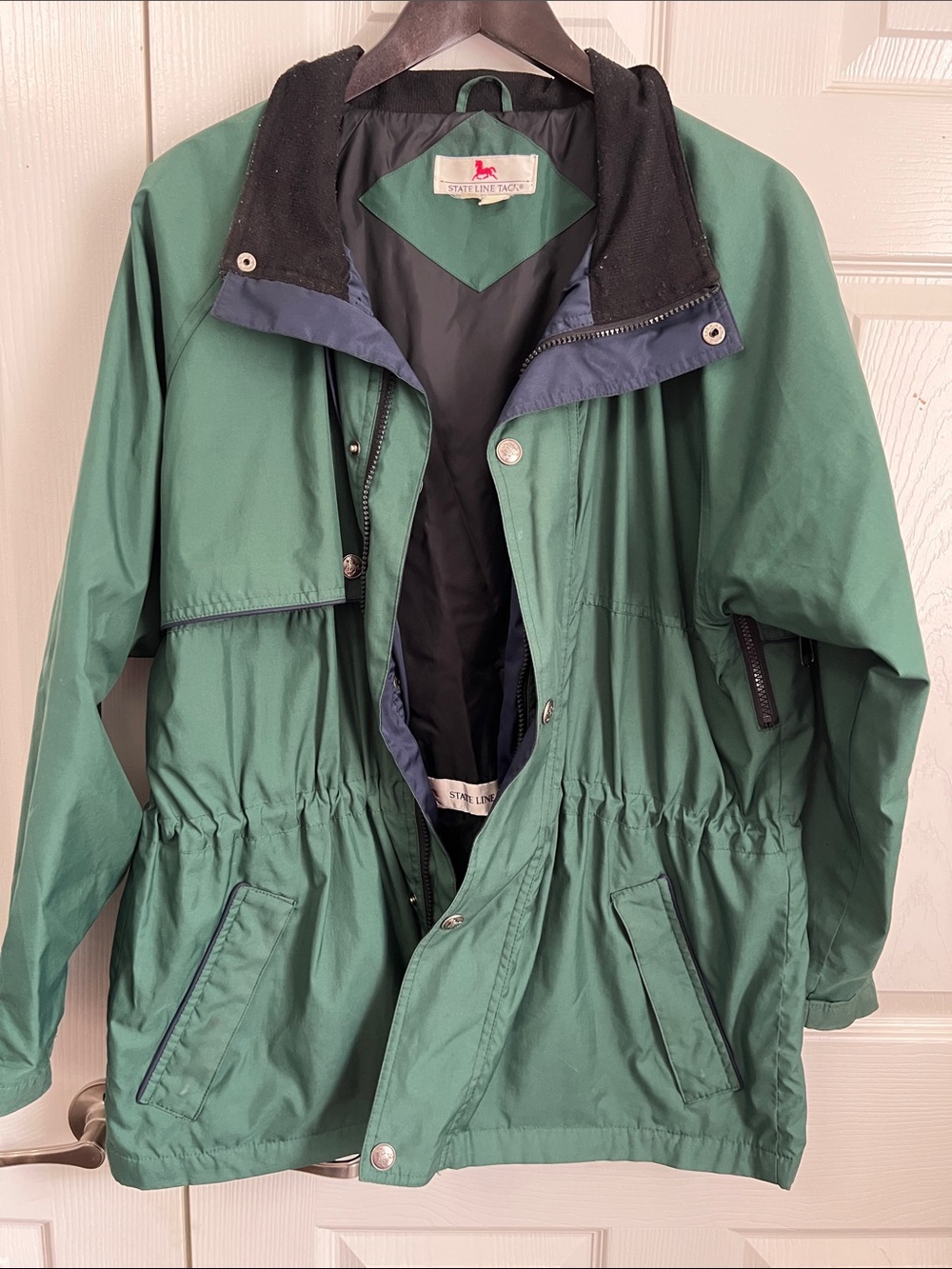 Green Utility Anorak Jacket with Black Collar - St. John's Bay